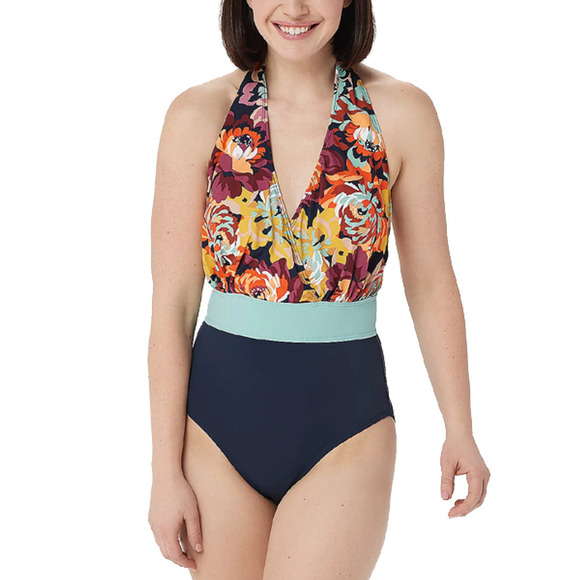 G.I.L.I. Halter-Neck One-Piece SwimSuit Multi Floral - - Picture 1 of 3